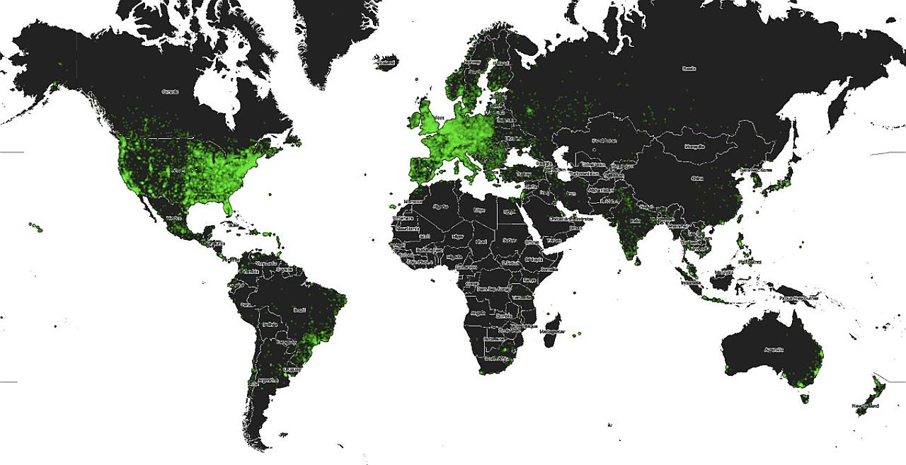 Location of Zooniverse Volunteers (taken from blog.zooniverse.org) 